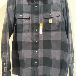 Carhartt Men's Charcoal and Black Checkered Shirt